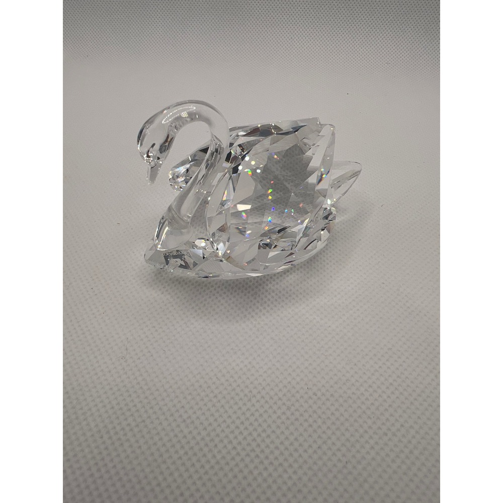 Swarovski Crystal Swan Large Figurine Clear Excellent 2002 Ornament 3in